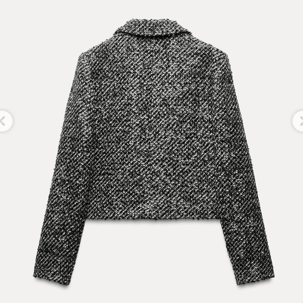 New ZARA Sequined Tweed Jacket - Picture 7 of 12